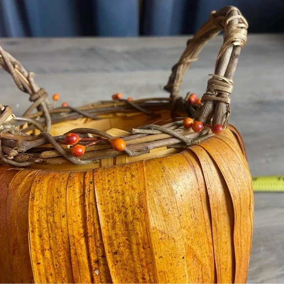 Harvest Woven Pumpkin Basket w/ Handles & Autumn - Picture 6 of 7